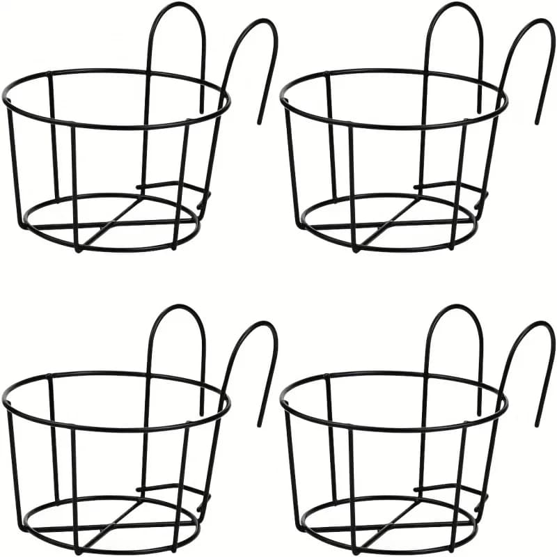 1-4pcs Stylish Round Metal Hanging Planters - Perfect for Balcony, Garden & Indoor Decor!