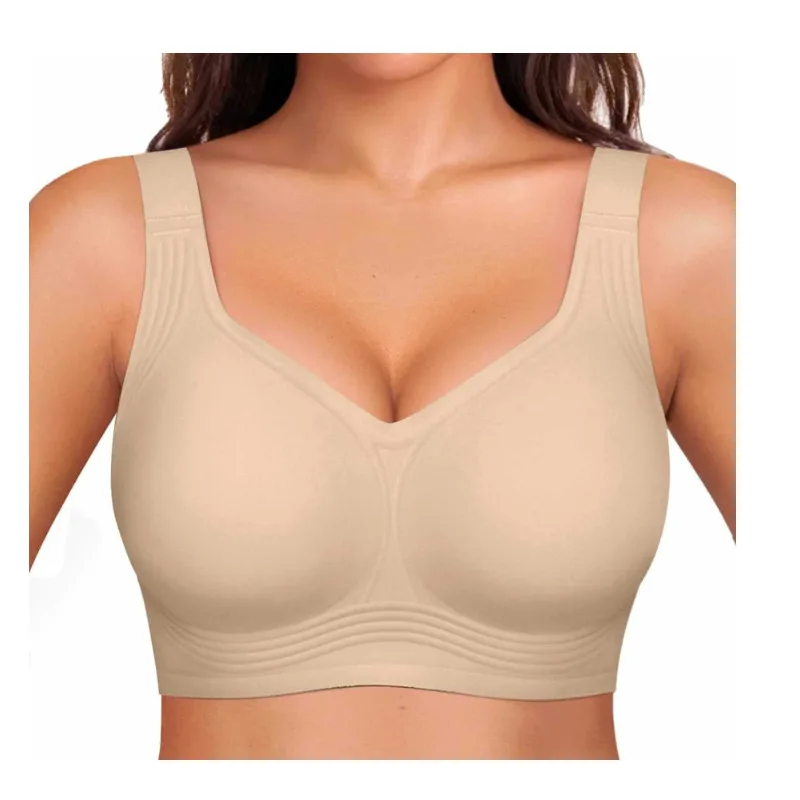 Women's Seamless Bra Full Coverage Comfortable Bra Removable Padded Push Up Lift Big Bust Show Small Posture Corrector Underwear