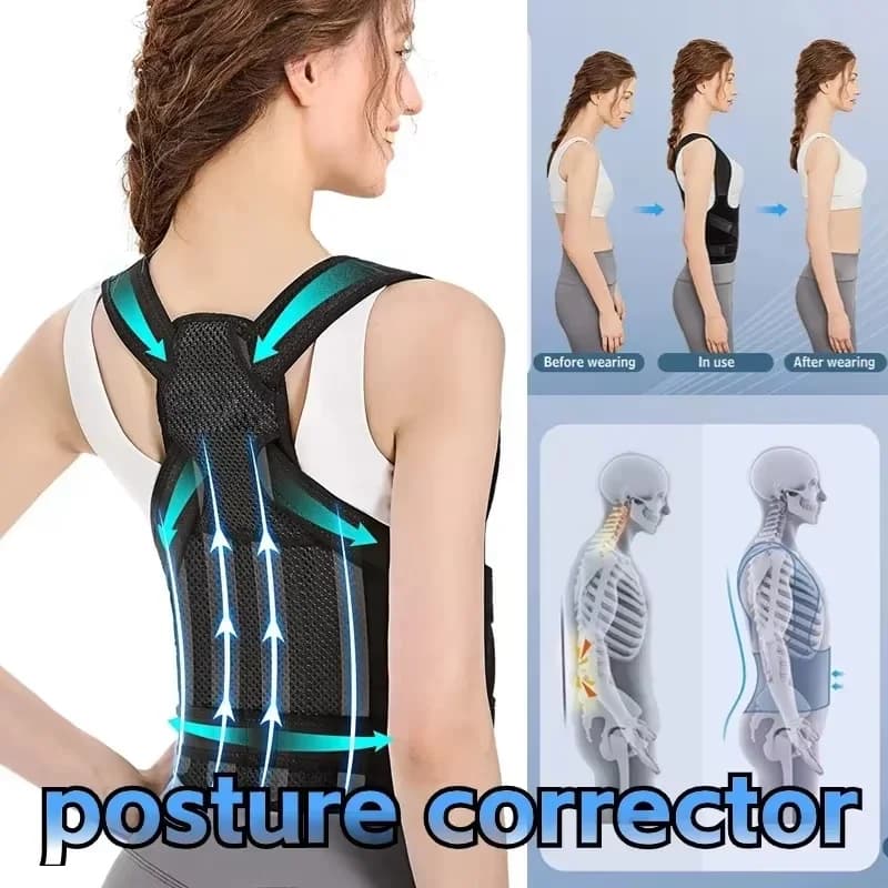 1 PCS Unisex Posture Corrector Back Strap, Fully Adjustable Spinal Support Belt, Comfortable and Effective Upper Back Support