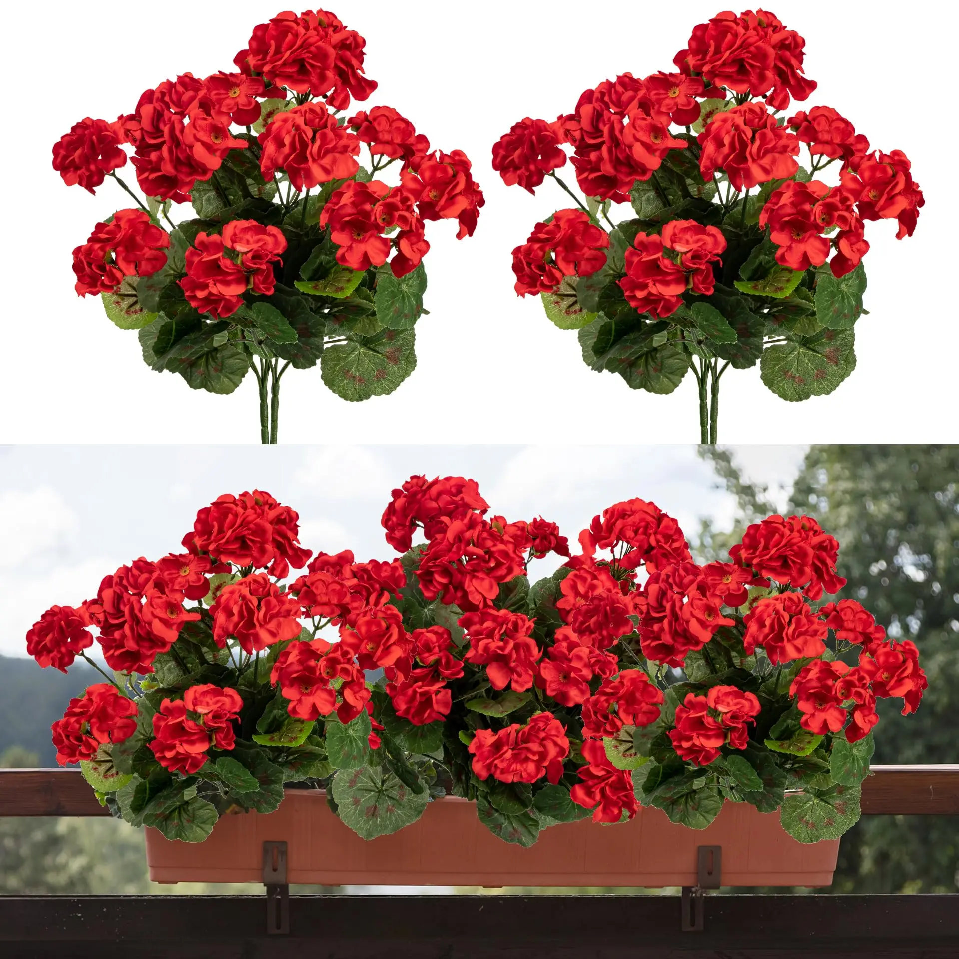 2/4pcs Artificial Flowers Faux Geranium UV Resistant Fake Flower for Planter Outdoor Garden Patio Decor Home Table Decoration